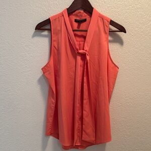 Banana Republic Vibrant Coral Tie-Neck Blouse